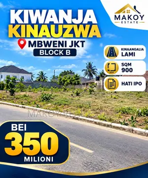Kiwanja Kinauzwa: SQM 950 Mbweni JKT Block B, TZS 350M
