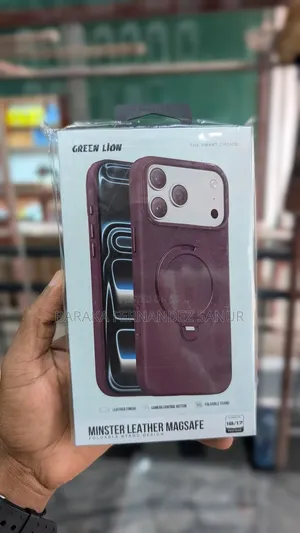 Kifaa cha Green Lion Minster cha Ngozi cha MagSafe chenye Stand cha Kukunja