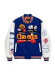 Racing Bomber Jacket - Royal Blue & Off-White - 1