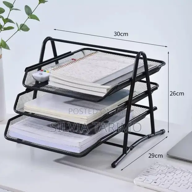 3-Tier Mesh Desktop Organizer - Office & Study Document Holder - 1