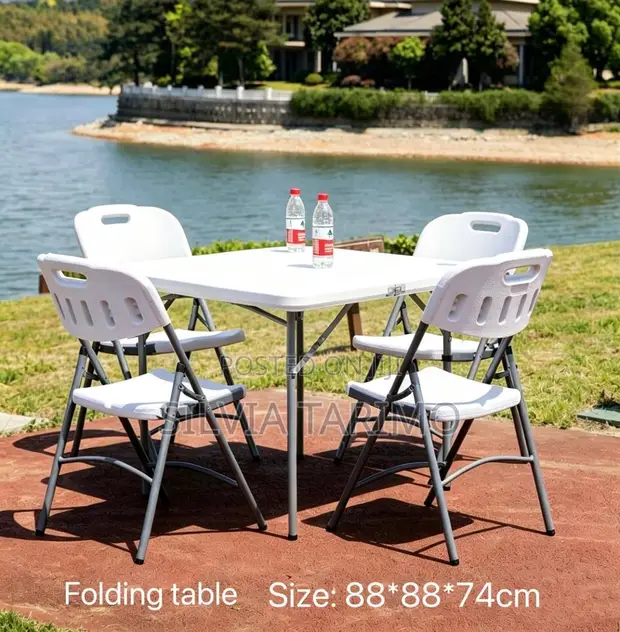 Folding Table & 4 Folding Chairs Set - 1