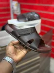 Men's Ecco Leather Sandals - Brown - 4