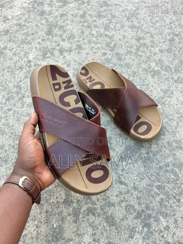 Men's Ecco Leather Sandals Brown - 1