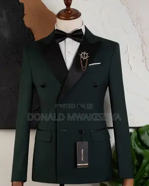 Mario Casas Tuxedo Double Breasted - Kifuko cha Satin Kijani