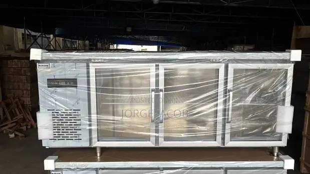 Commercial 3-Glass-Door Stainless Steel Under-Counter Refrigerator - 1