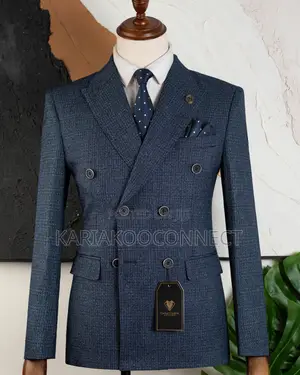 Men's Double-Breasted Slim-Fit Suit Set