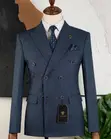 Seti ya Suti ya Wanaume ya Double-Breasted Slim-Fit - 3