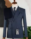 Seti ya Suti ya Wanaume ya Double-Breasted Slim-Fit - 4