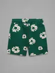 Green Floral Fleece Sweatshorts - 1