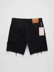 Black Denim Graphic Shorts - 1