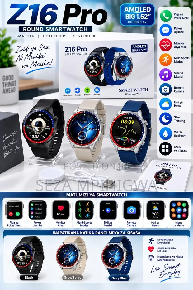Z16 Pro Round Smartwatch (AMOLED Display) - 1