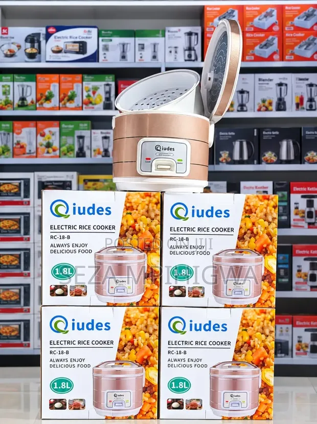 Qiudes 1.8L Electric Rice Cooker with Steamer (Model RC-18-B) - 1