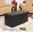 110L Folding Storage Ottoman Box - Black - 3