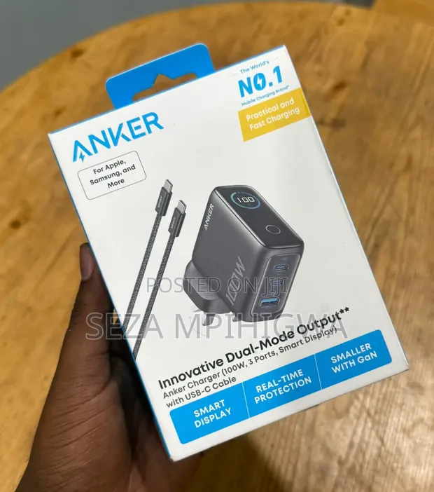 Anker 100W GaN Charger yenye Smart Display & Port 3 - 1
