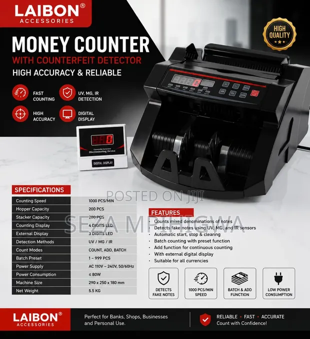 Laibon Automatic Bill Counter & Counterfeit Detector - 1