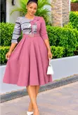 Gauni la Ofisi la Ankara Patch Flare lenye Mkanda - Midi - 1