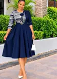 Gauni la Ofisi la Ankara Patch Flare lenye Mkanda - Midi - 2