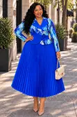 Luxury Pleated Two-Piece Dress - Blazer Top & Skirt with Corset Belt - 2
