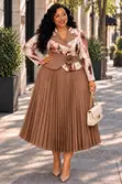 Luxury Pleated Two-Piece Dress - Blazer Top & Skirt with Corset Belt - 4