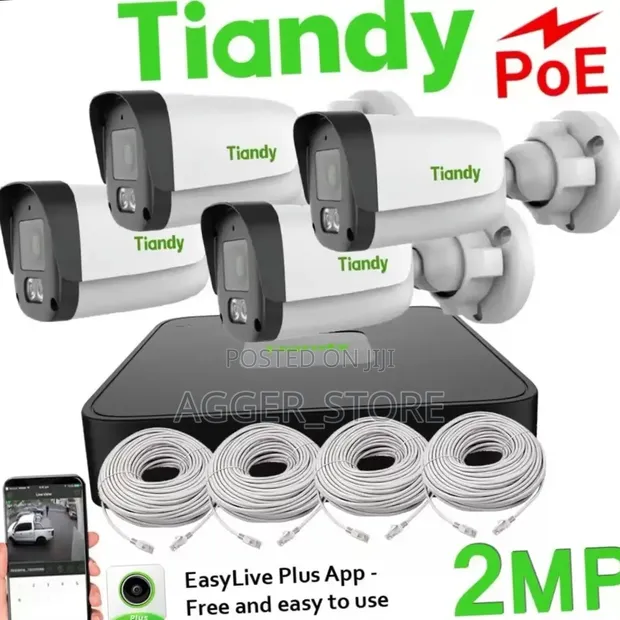 Tiandy 2MP PoE IP CCTV Camera Kit - 1
