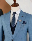 Dolce & Gabbana Light Blue Three-Piece Suit with Vest & Tie - 2