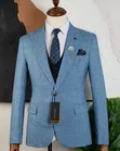 Dolce & Gabbana Light Blue Three-Piece Suit with Vest & Tie - 3