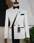 Suti ya Tuxedo Nyeupe na Nyeusi yenye Kijiti na Pinde - 1