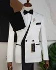Suti ya Tuxedo Nyeupe na Nyeusi yenye Kijiti na Pinde - 3