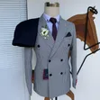 Ricardo Martinez Grey Houndstooth Double-Breasted Suit - 1