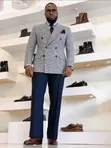 Ricardo Martinez Grey Houndstooth Double-Breasted Suit - 3