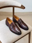 Clarks Black Leather Penny Loafers - Red Sole - 2