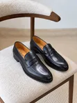 Clarks Black Leather Penny Loafers - Red Sole - 3