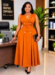 Maroon Sleeveless Double-Breasted Midi Dress - 2