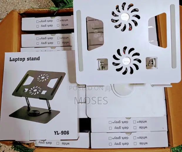 Heavy Duty 360° Rotating Aluminum Laptop Stand with Cooling Fan - 1