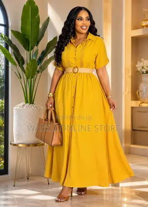 Long Belt Dress - Rangi Mbalimbali