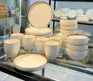 24-Piece White & Golden Dinner Set