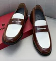 White & Coffee Quality Moccasins - 5