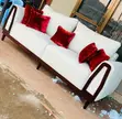 Modern 3-Seater Sofa - White Fabric - 1