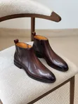La Black Leather Chelsea Boots with Red Sole - 3
