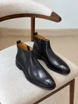 La Black Leather Chelsea Boots with Red Sole - 4