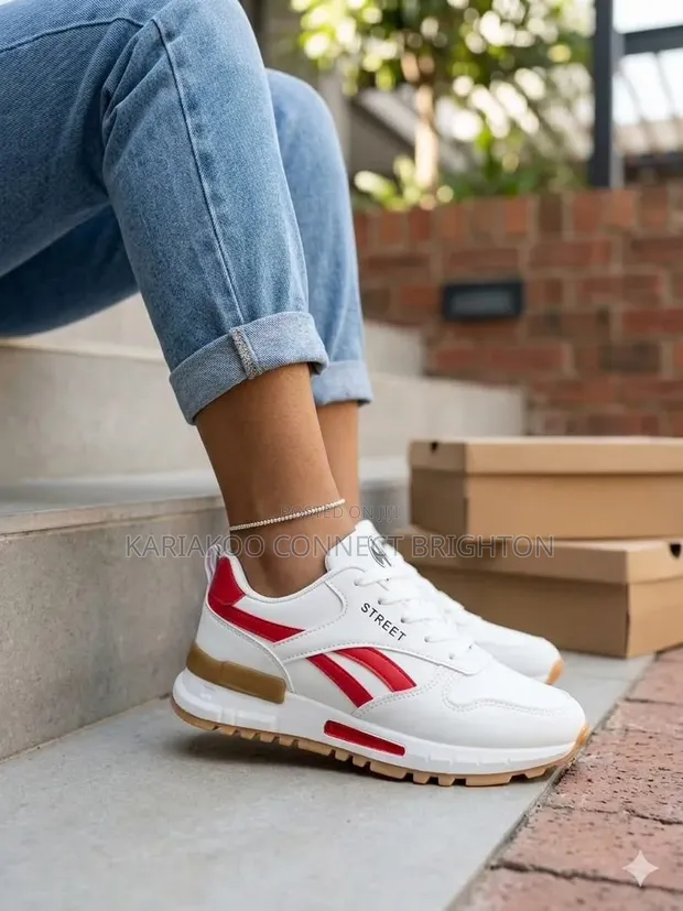 Adidas White & Red Accent Sneakers - Brand New - 1