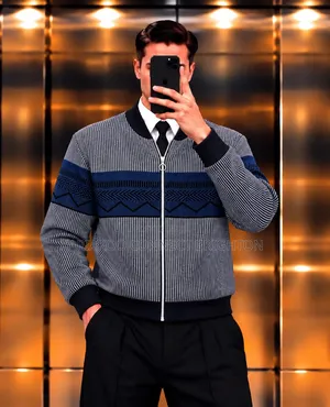 Jaketi la Bomber la Zara la Knit lenye Zip-Up na Muundo