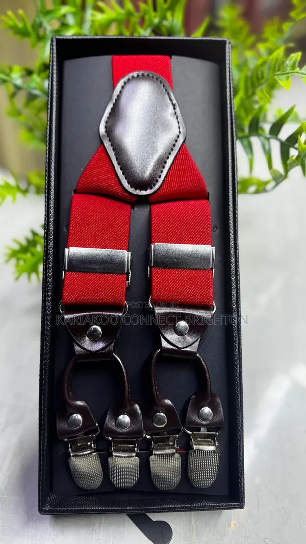 Adjustable Trouser Suspenders with Leather Accents - 1