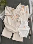 Seti ya Tracksuit Nyeusi ya Vipande Vitatu na Tank Top, Hoodie & Sweatpants - 2