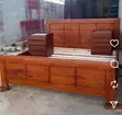 Luxury Mninga Wood Bed with Bedside Tables - 1