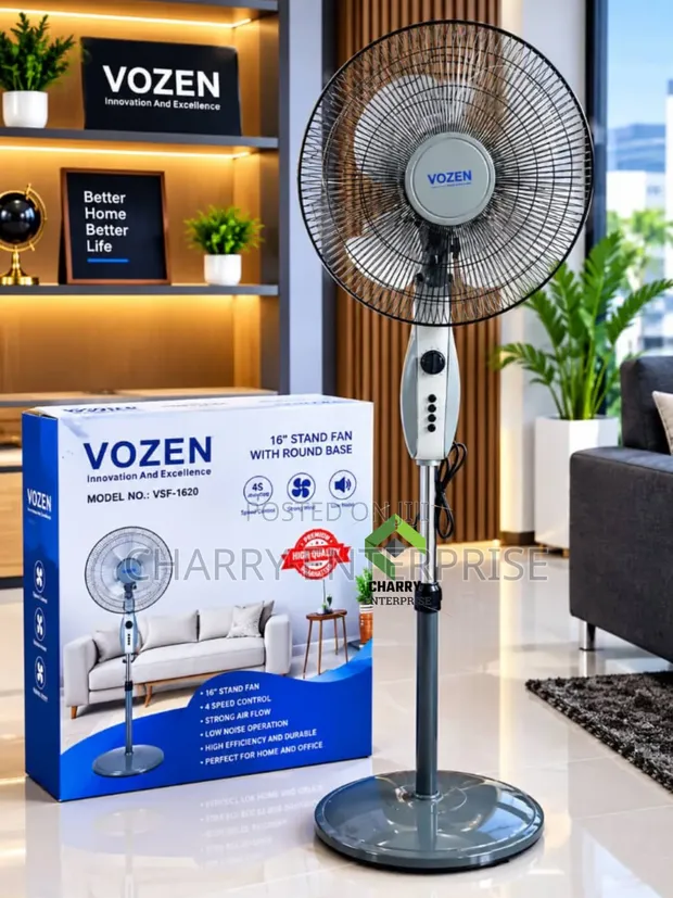 VOZEN 16-Inch Floor Stand Fan, 4-Speed - 1