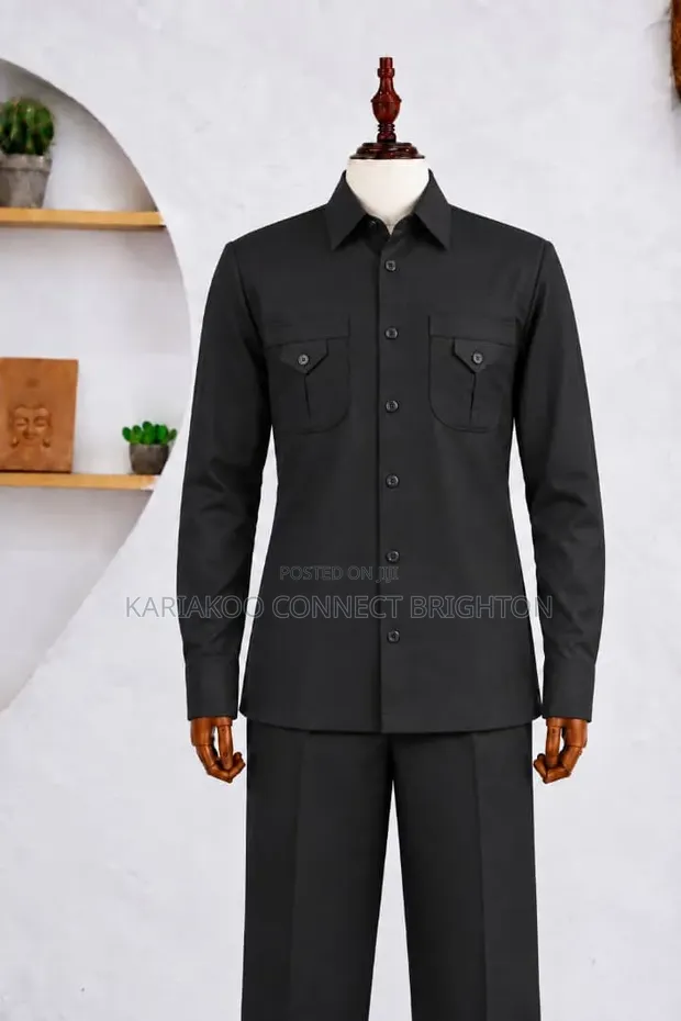 Marco Lorenzo Long-Sleeve Safari Suit - Black - 1