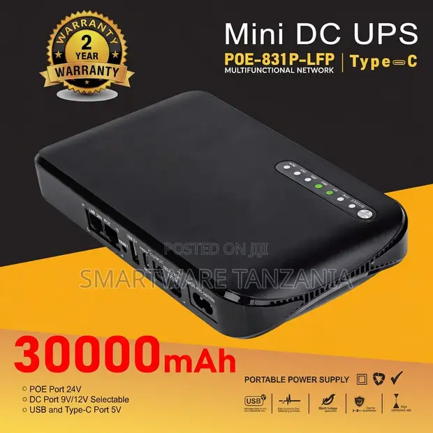 30000mAh Mini DC UPS PoE Power Backup - 1