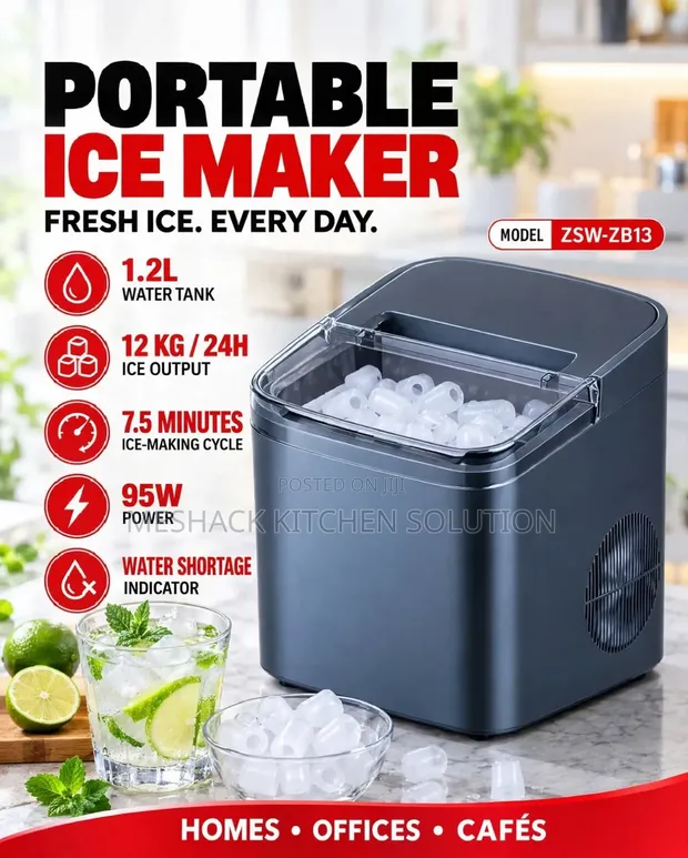 Brand New Portable Ice Maker - 12kg/Hr - 1