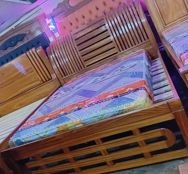 Solid Mninga Wood Bed Frame 5/6 Super King - 1